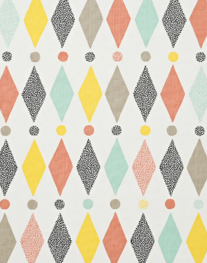 Harlequin Cotton Fabric, White Multi