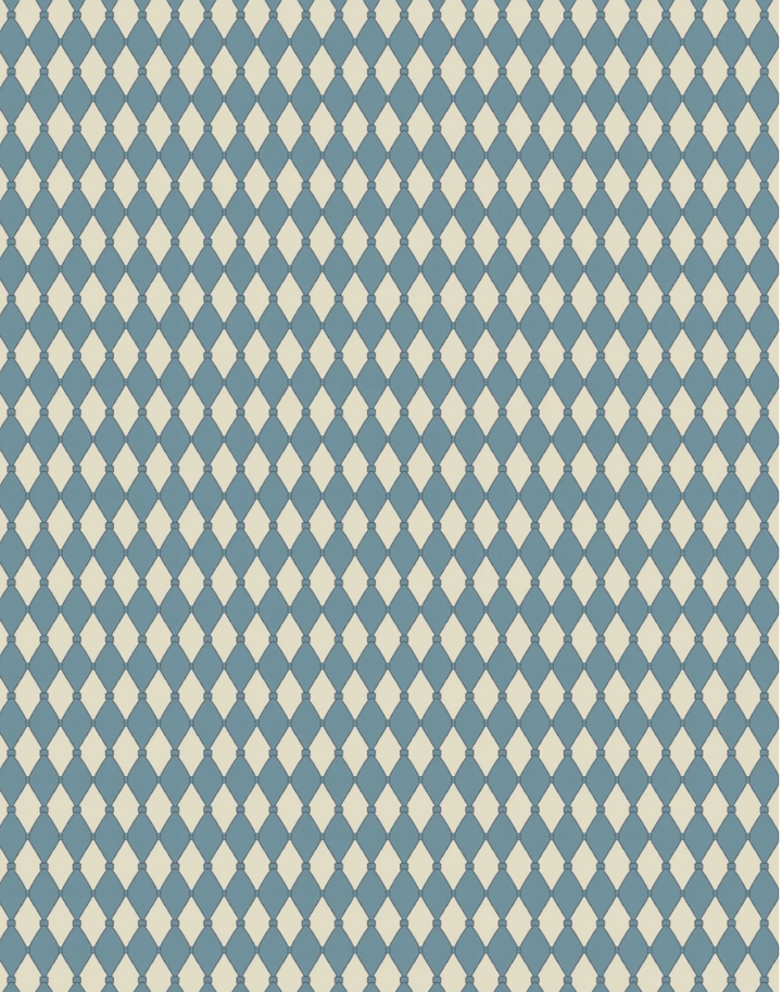 Harlequin Parade, Blue - Linen Fabric