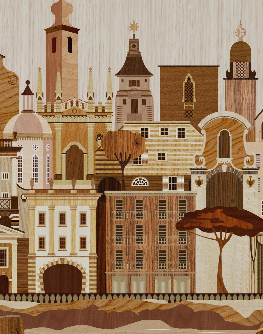 Italianate Mural, Marquetry