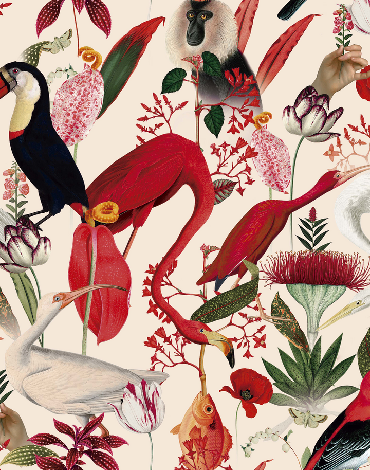 Ivory Red Jungle Wallfabric – The Pattern Collective