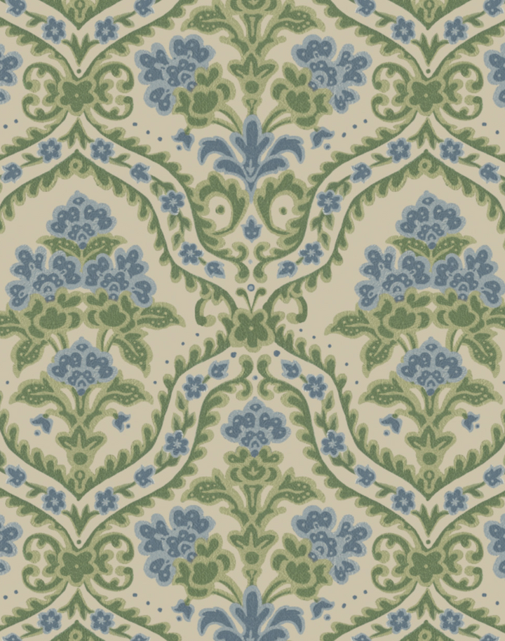 Joyce, Green Blue - Linen Fabric