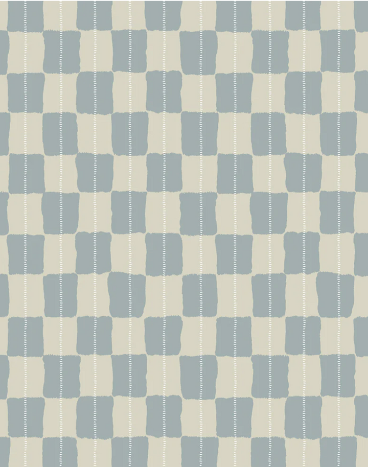 Karin Linen Fabric, Dusty Blue / Sand