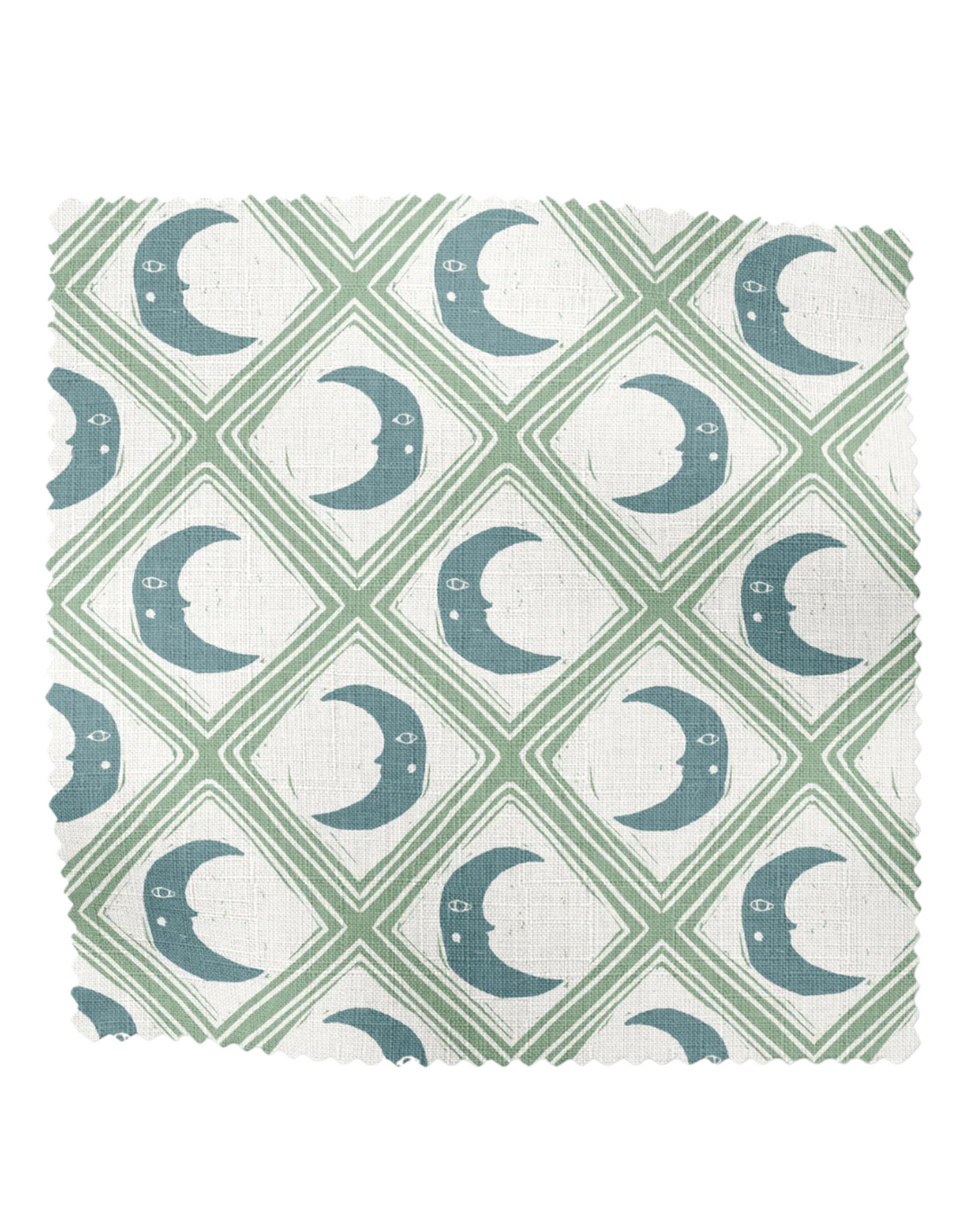 Kit Moon, Blue - Linen Fabric