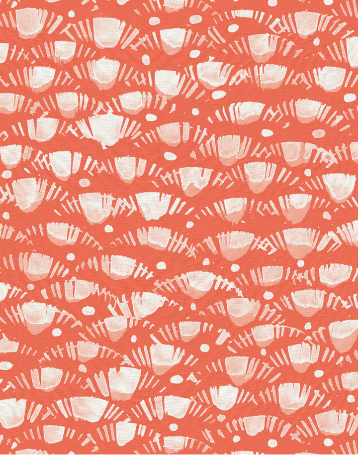 Lea, Coral - Linen Fabric