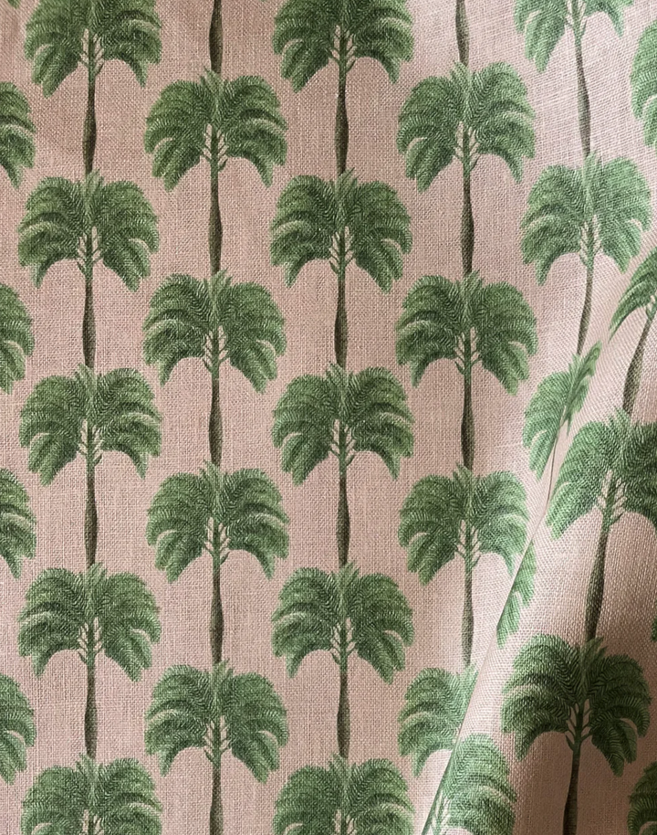 Little Palma Linen Fabric, Flamingo