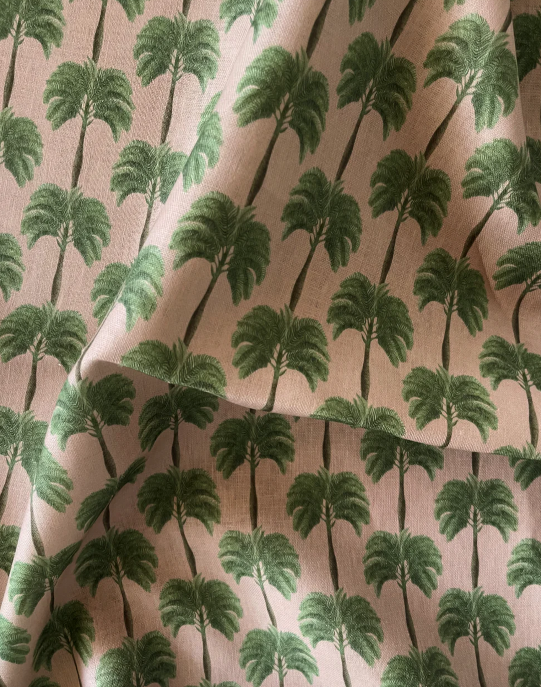 Little Palma Linen Fabric, Flamingo