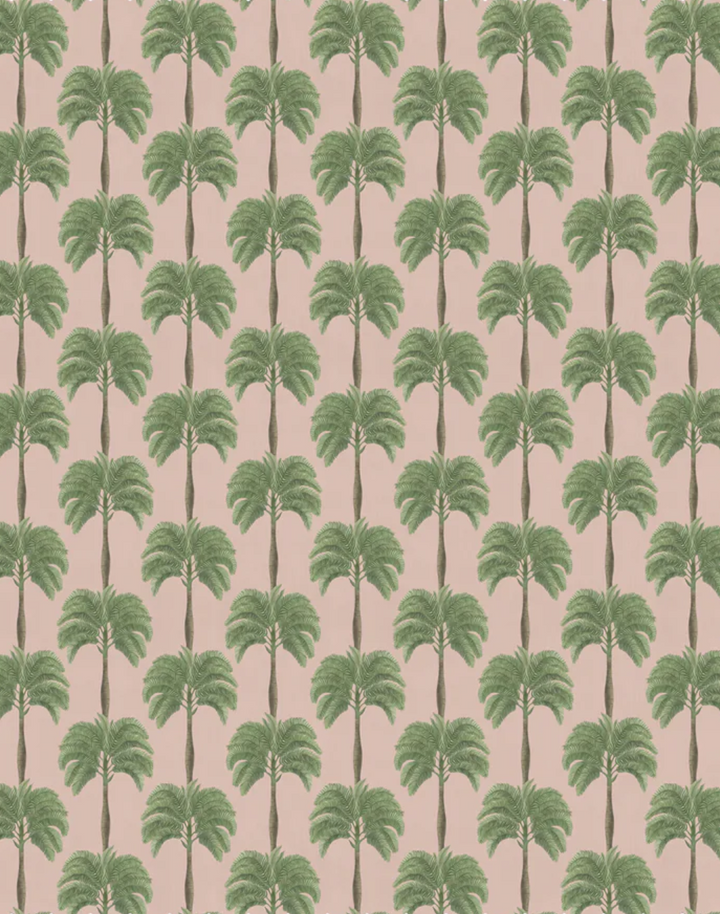 Little Palma Linen Fabric, Flamingo