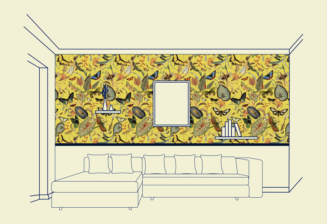 Yellow Butterfly Wallfabric