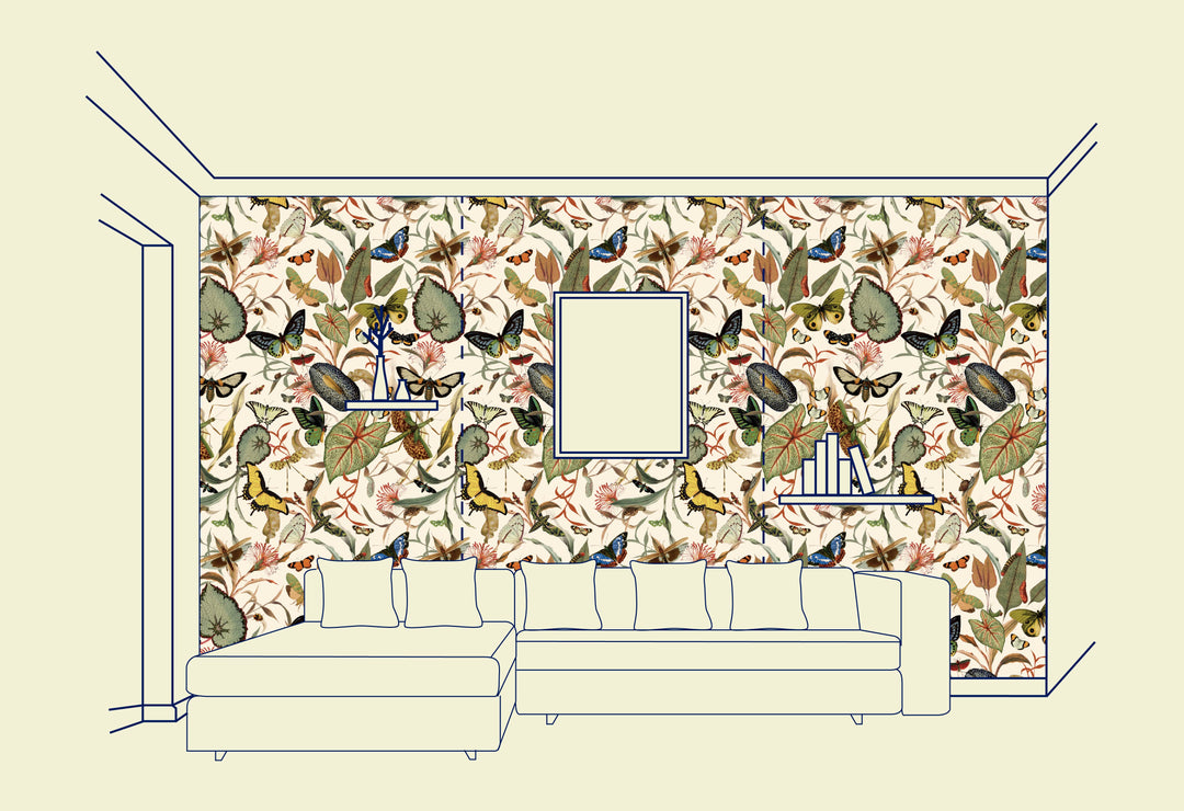 Ivory Butterfly Wallfabric