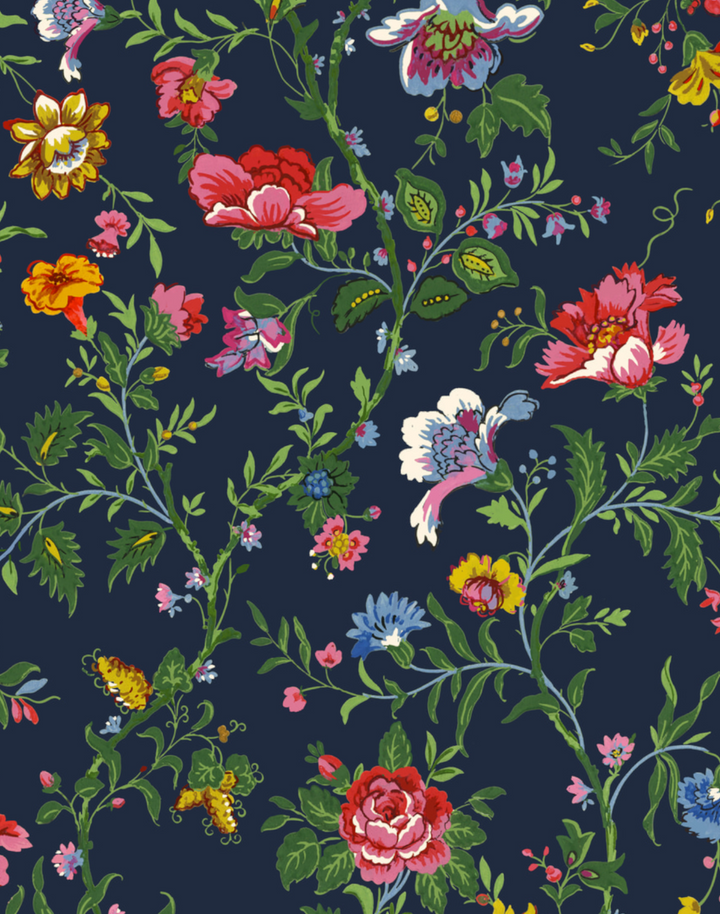 Mabel in Bloom, Midnight - Velvet Fabric