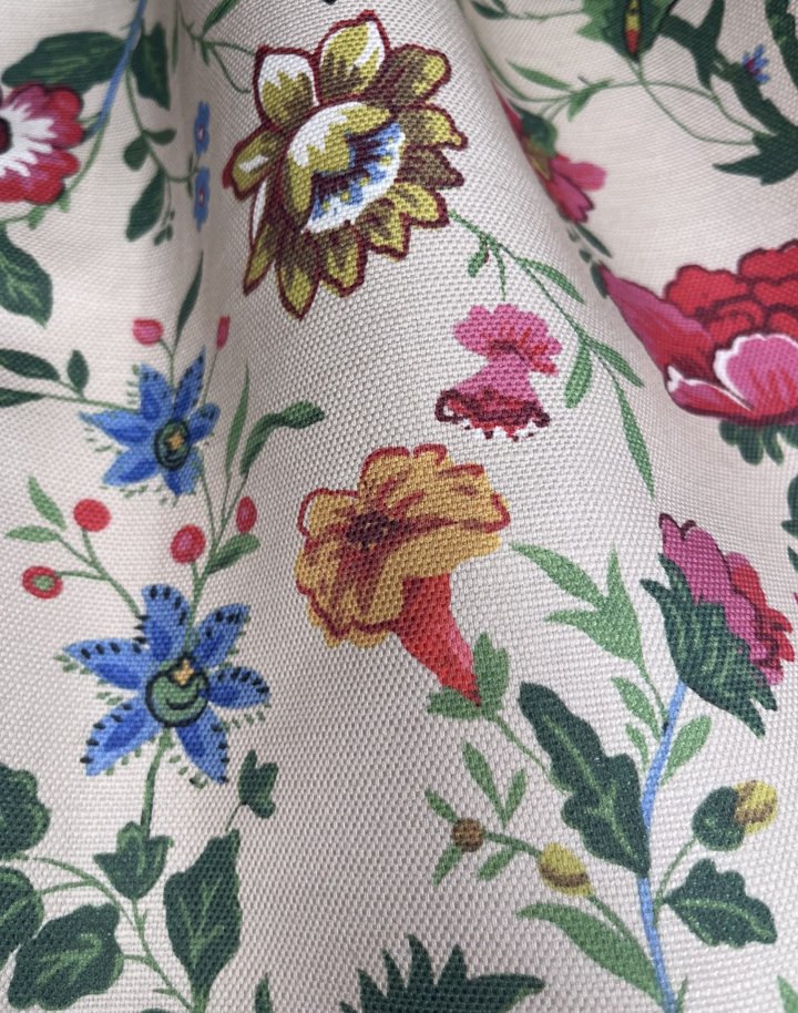 Mabel in Bloom, Clotted Cream - Linen Fabric
