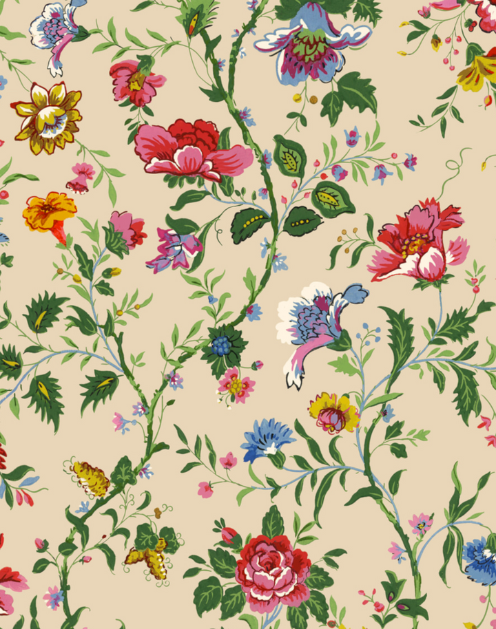 Mabel in Bloom, Clotted Cream - Velvet Fabric