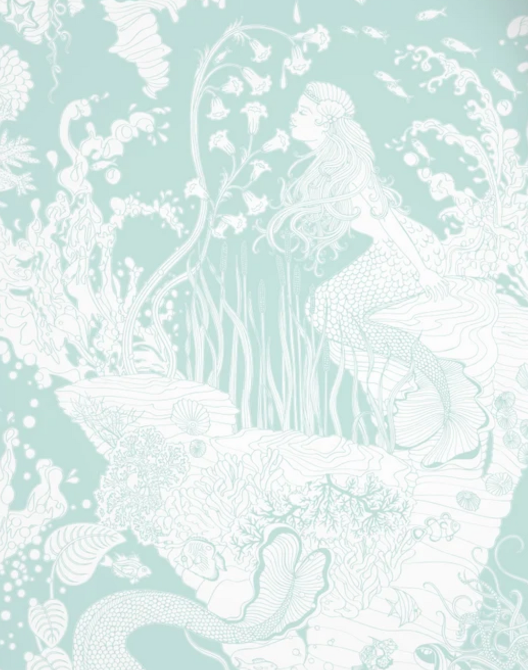 Mermaids Wallpaper, Seafoam