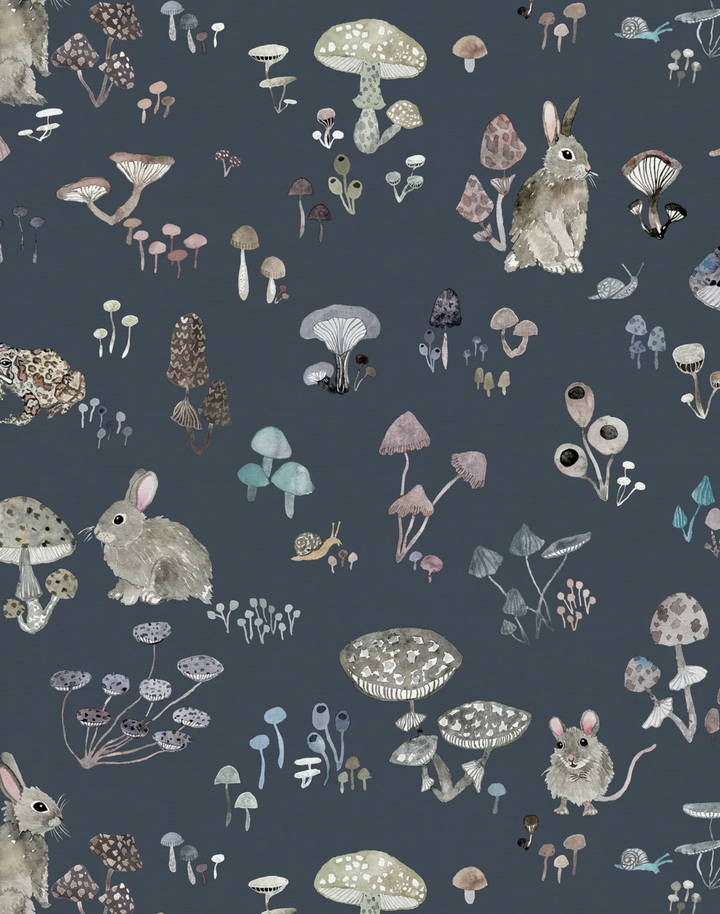 Mushroom Valley, Dusk - Linen Fabric