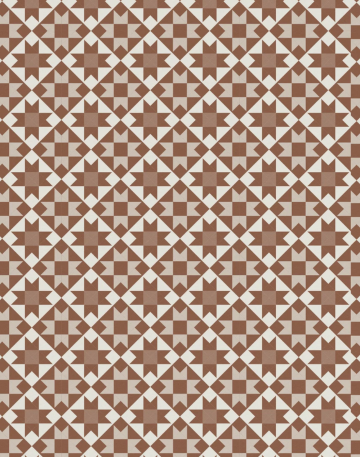 Ohio Star Quilt Block, Rust