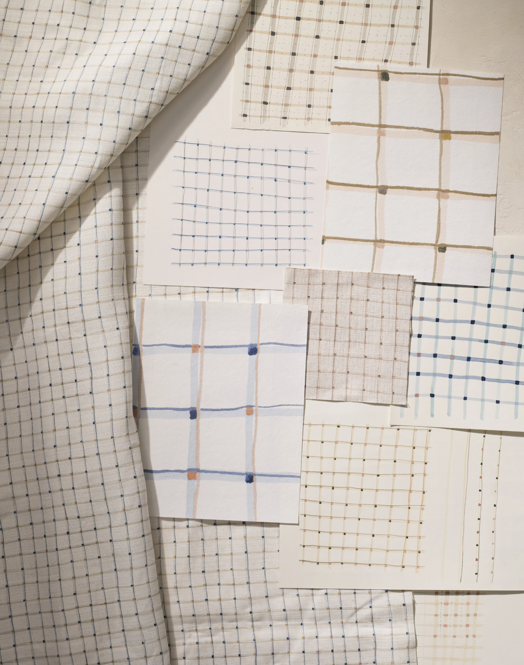 Painted Grid Fabric, Charcoal