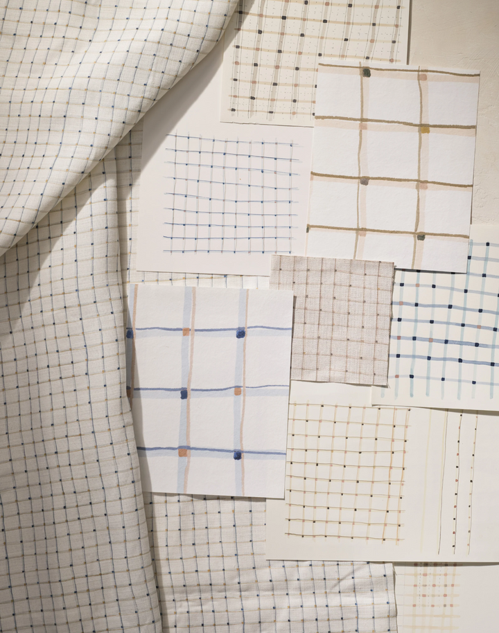 Painted Grid Fabric, Moonlight