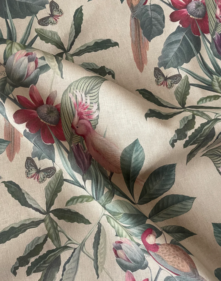 Passiflora Linen Fabric, Antique