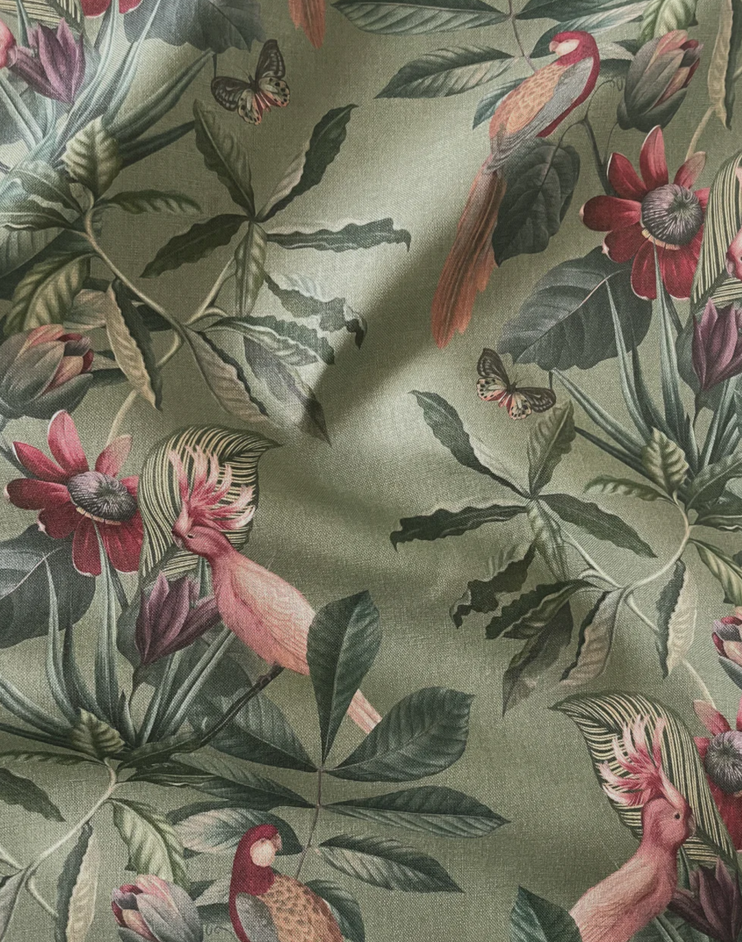 Passiflora Linen Fabric, Sage