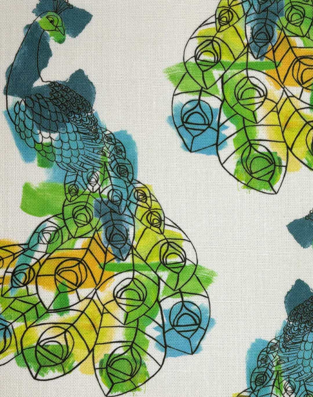 Peacock Fabric, Bright Coastal