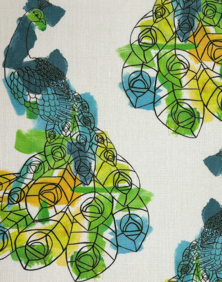 Peacock Fabric, Bright Coastal