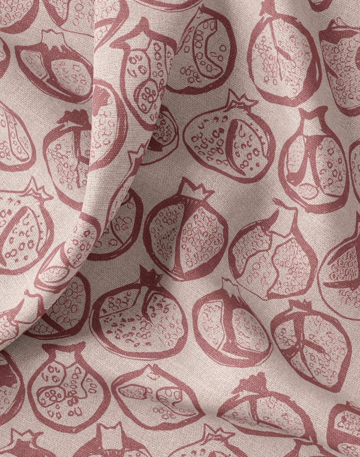 Pomegranate, Dusk Poms - Linen Fabric
