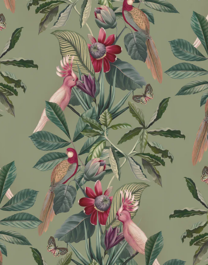 Passiflora Velvet Fabric, Sage