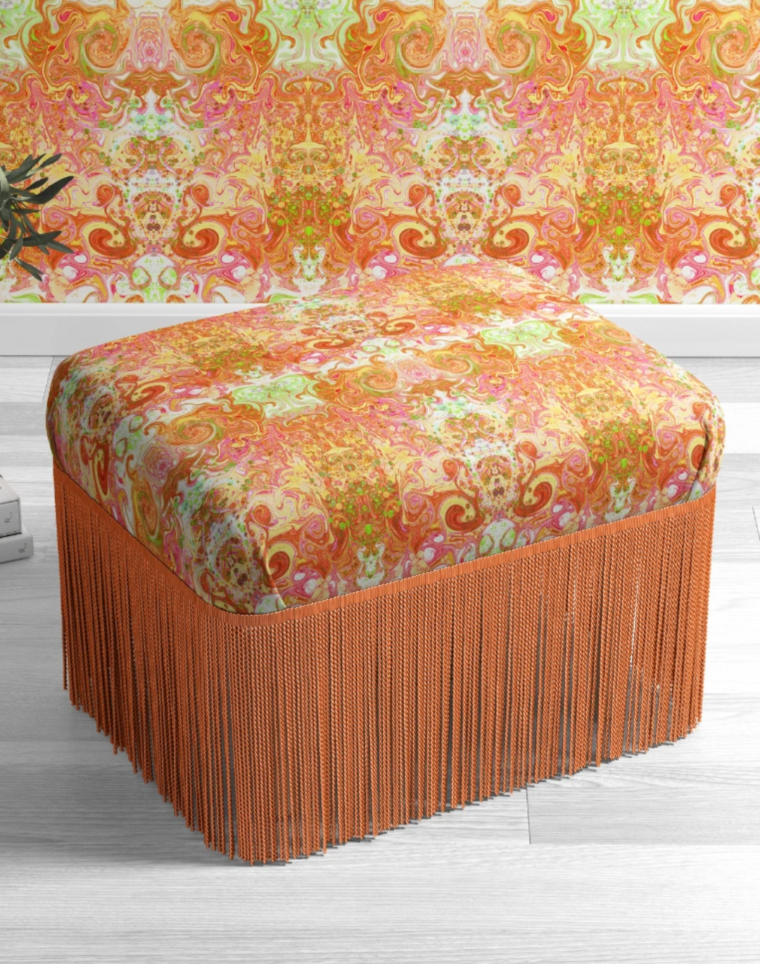 Psychedelic Pop, Peach Punch Velvet Fabric