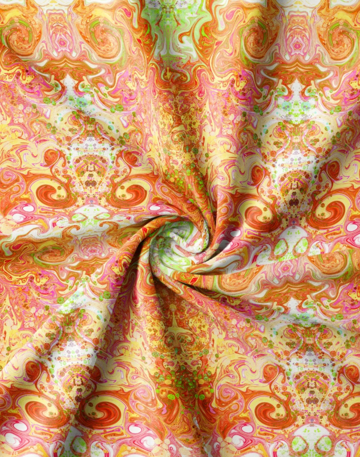 Psychedelic Pop, Peach Punch Velvet Fabric