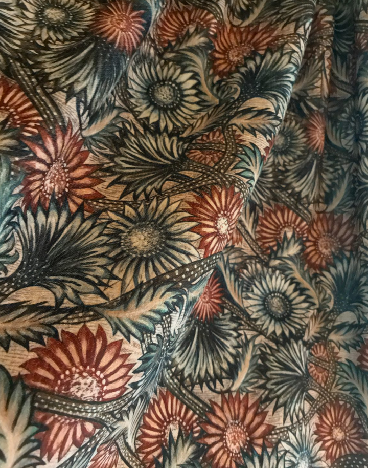 Rapture Velvet Fabric, Red & Teal