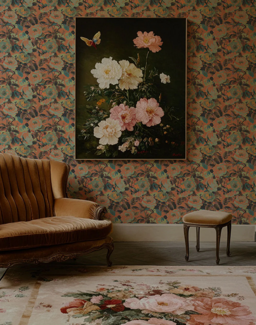 Rococo Roses Designs Rococo Roses, Coral – The Pattern Collective