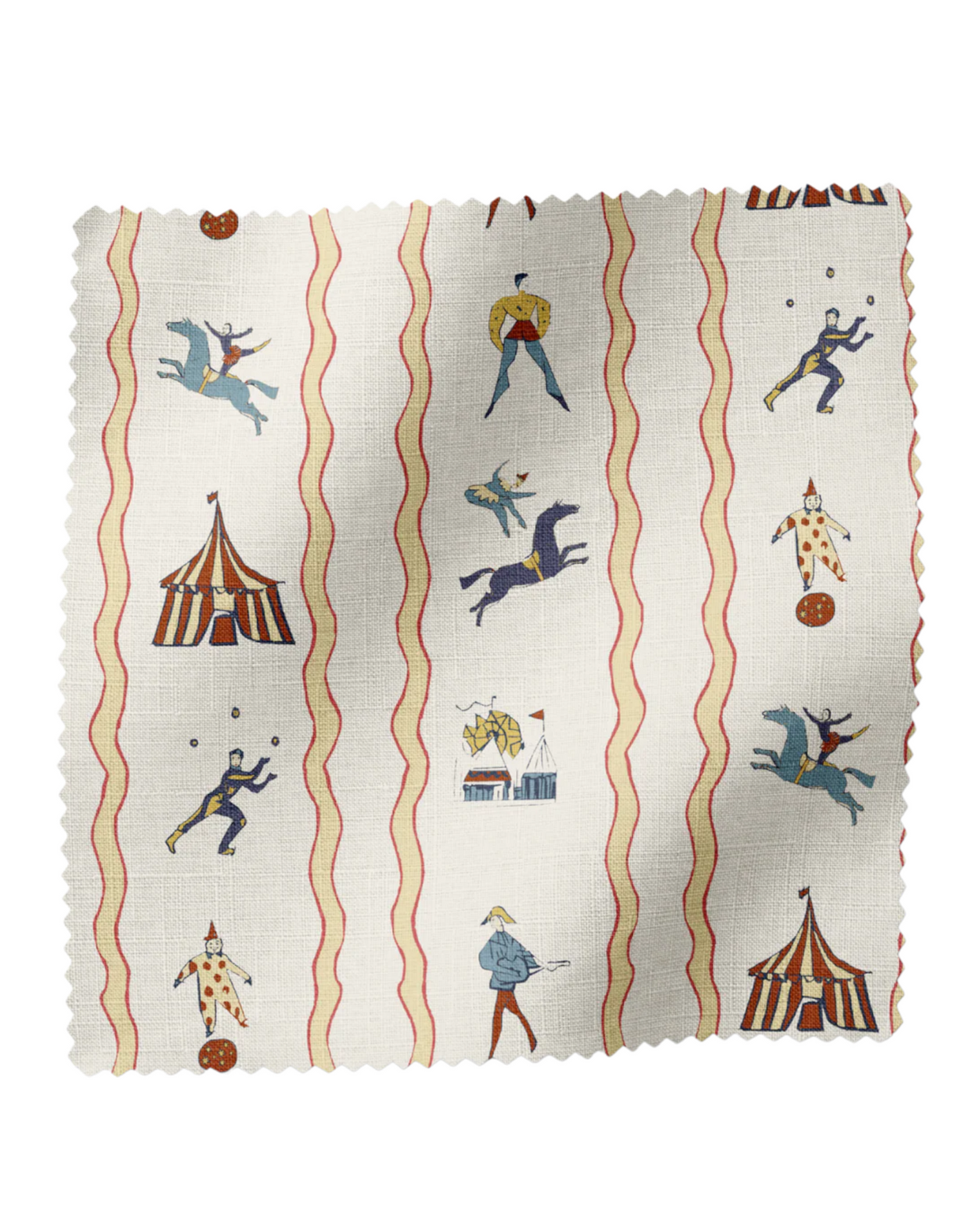 Run Away to the Circus, Yellow - Linen Fabric