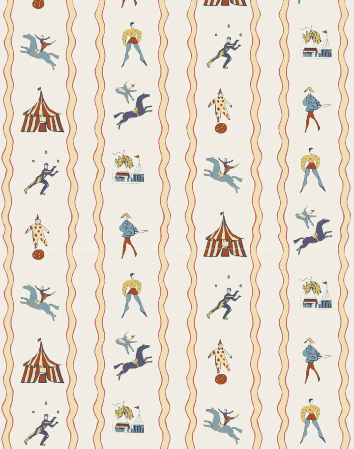 Run Away to the Circus, Yellow - Linen Fabric
