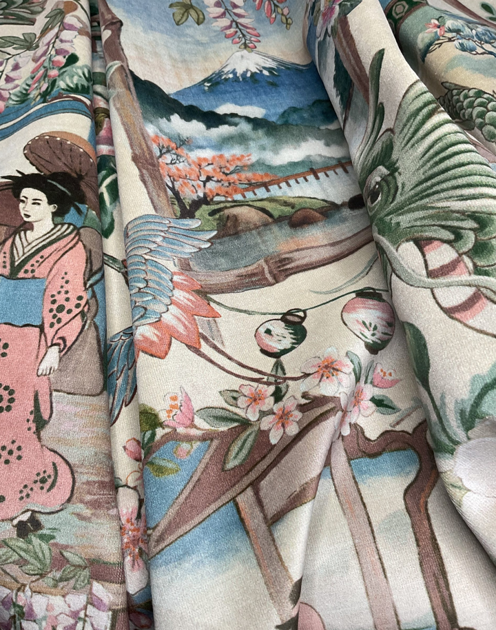 Salote, Antique Cream - Velvet Fabric