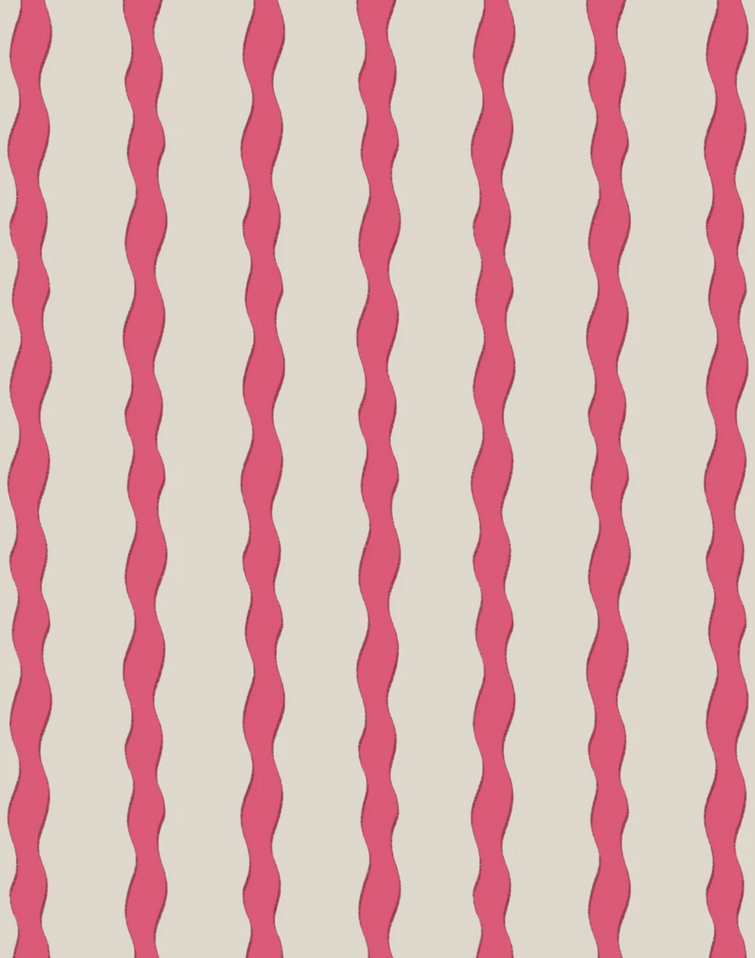Scroll Stripe, Brilliant Pink - Linen Fabric