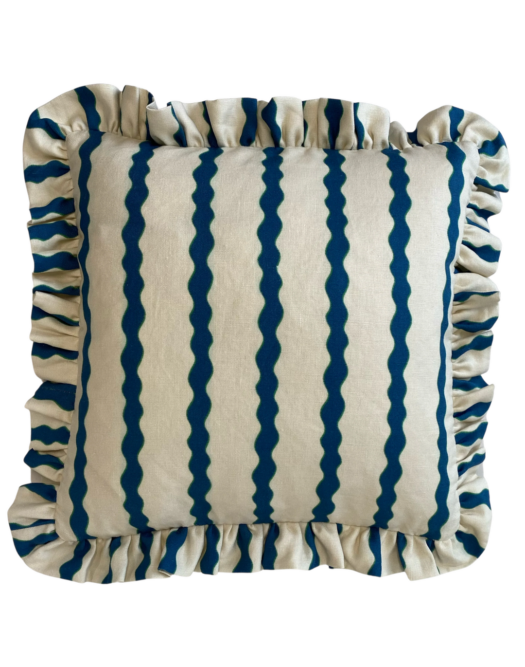 Scroll Stripe, Day Blue - Linen Fabric