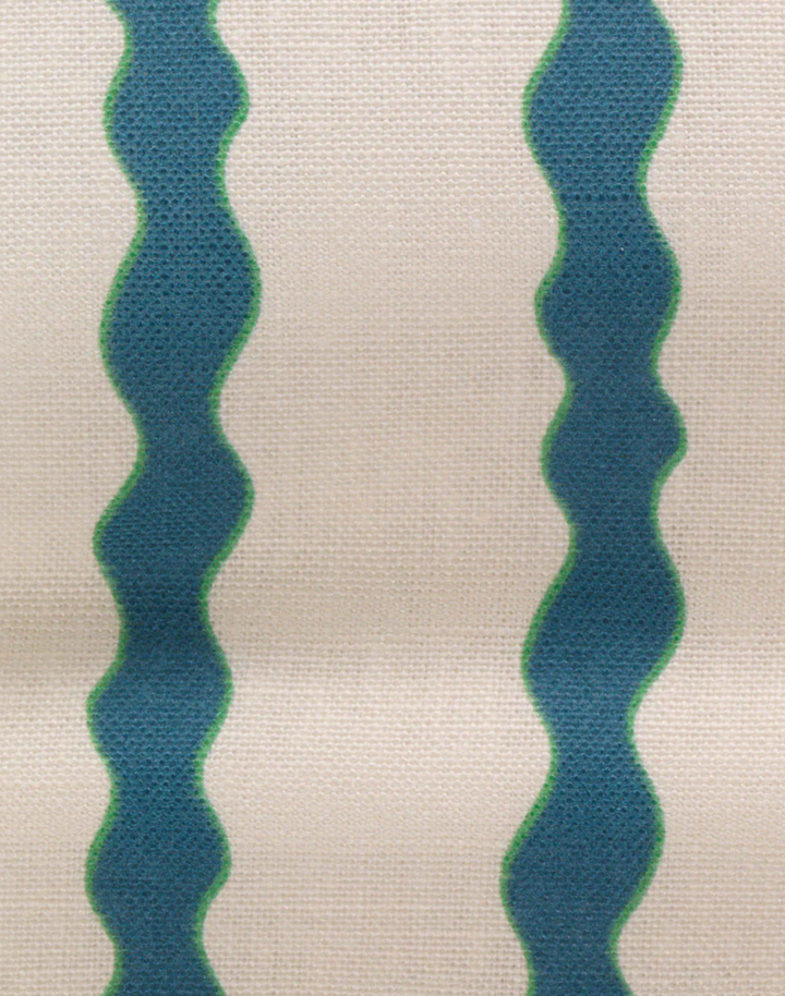 Scroll Stripe, Day Blue - Linen Fabric