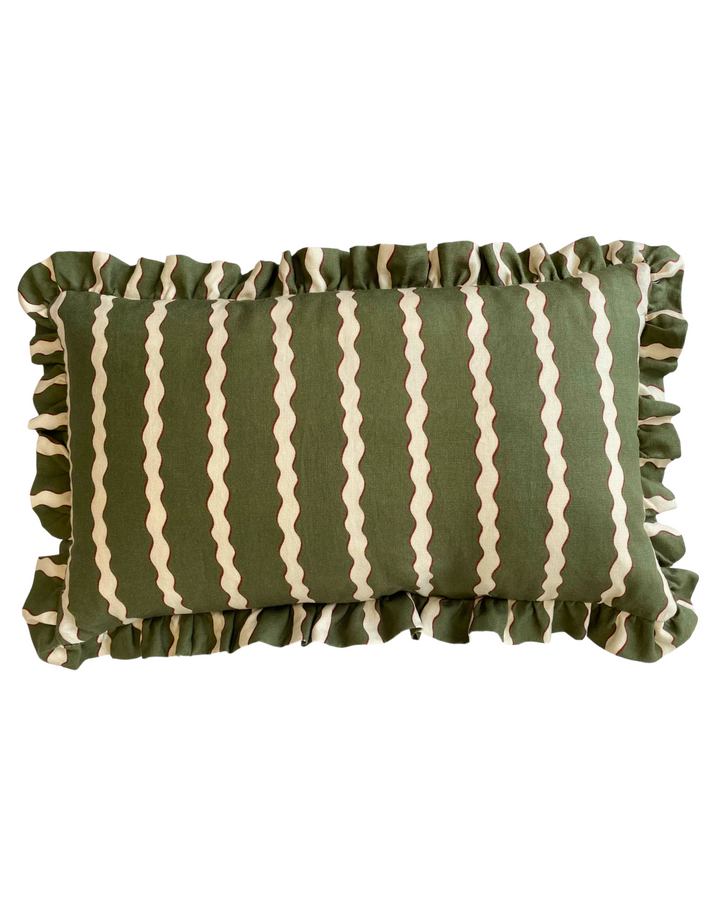 Scroll Stripe, Hunter - Linen Fabric