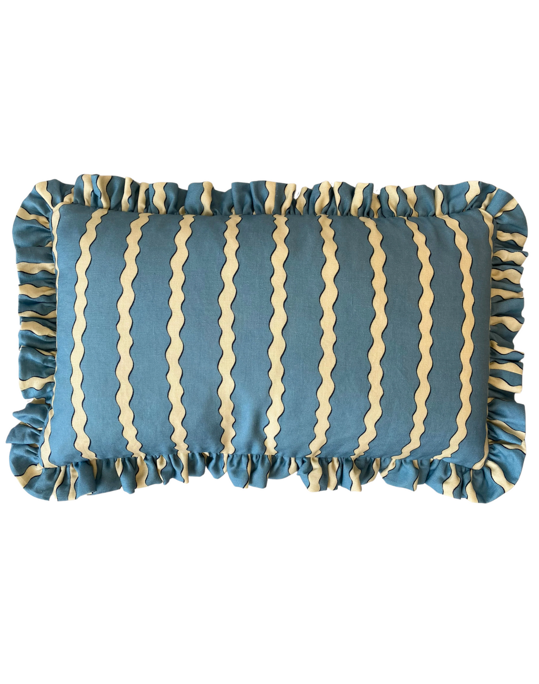Scroll Stripe, Sky Blue - Linen Fabric