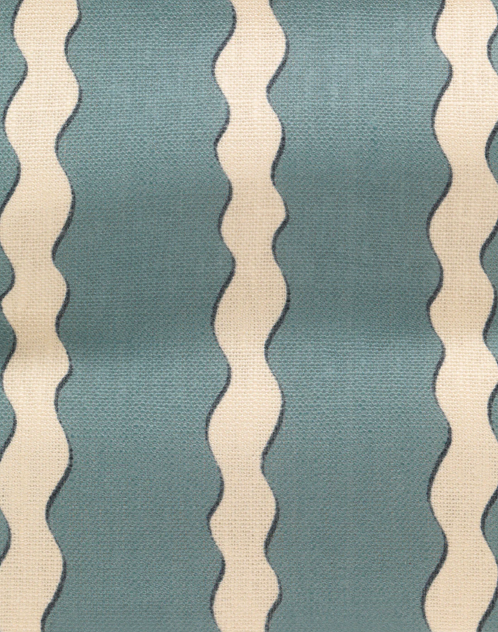 Scroll Stripe, Sky Blue - Linen Fabric