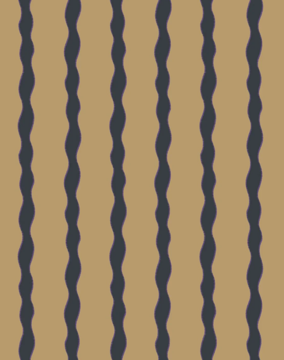 Scroll Stripe, Tea - Linen Fabric