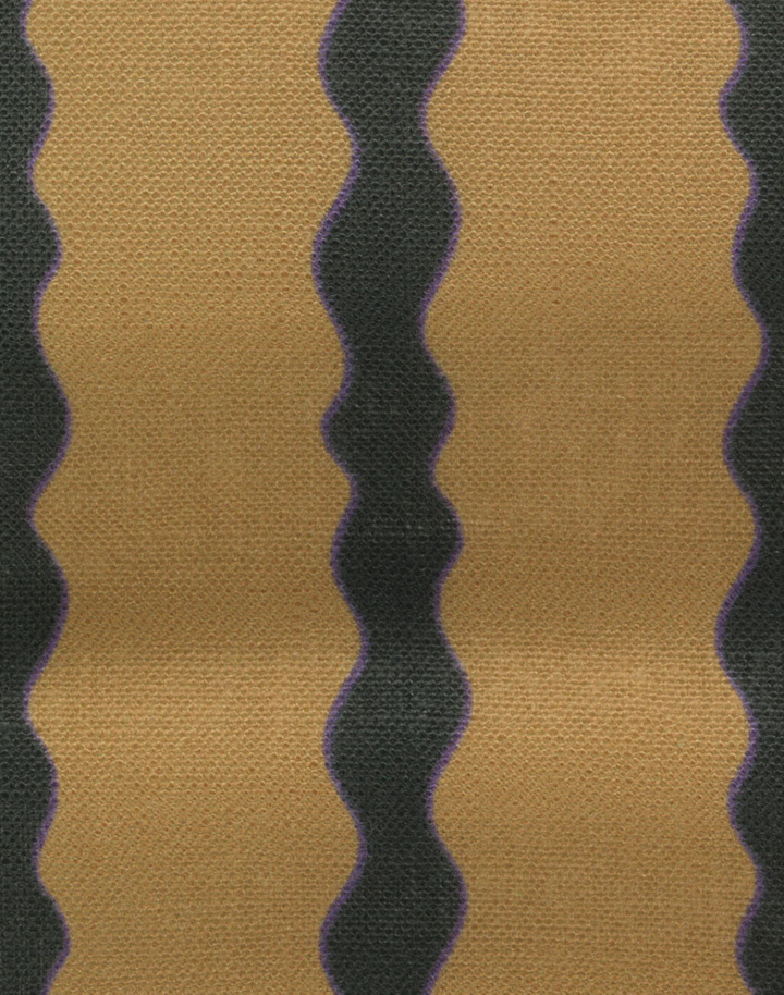 Scroll Stripe, Tea - Linen Fabric