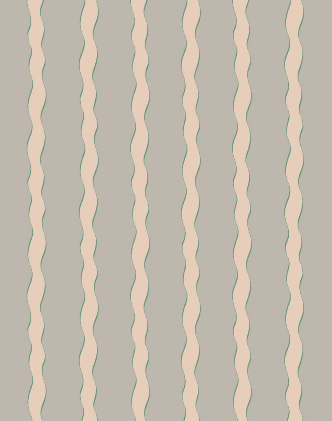 Scroll Stripe, Verdigris - Linen Fabric