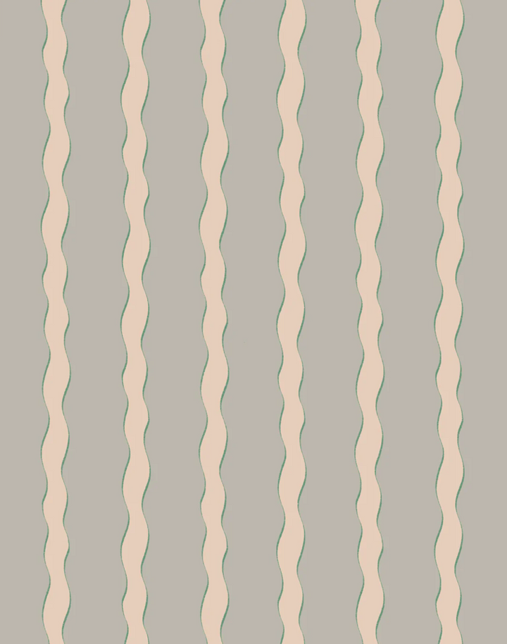 Scroll Stripe, Verdigris - Linen Fabric