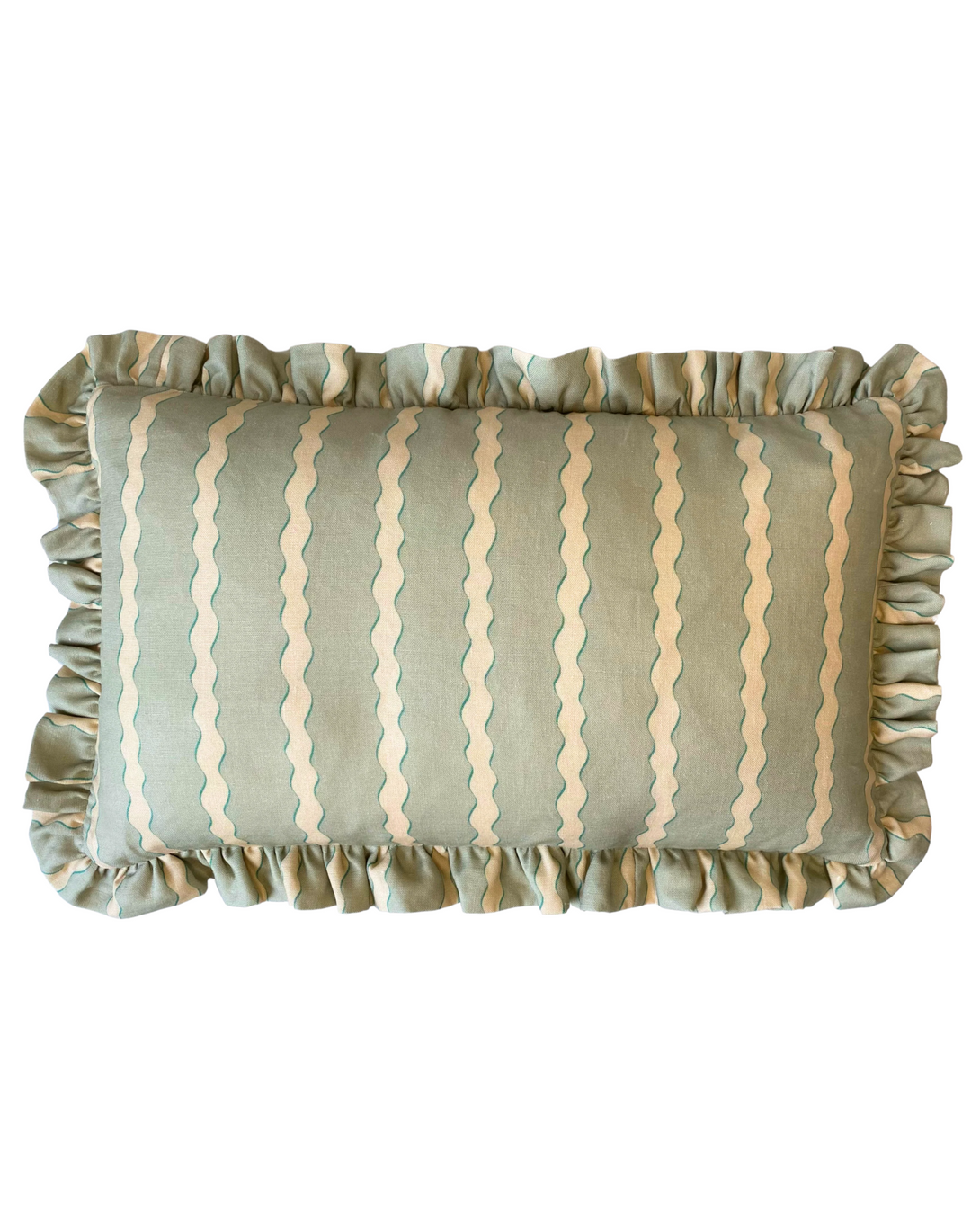 Scroll Stripe, Verdigris - Linen Fabric