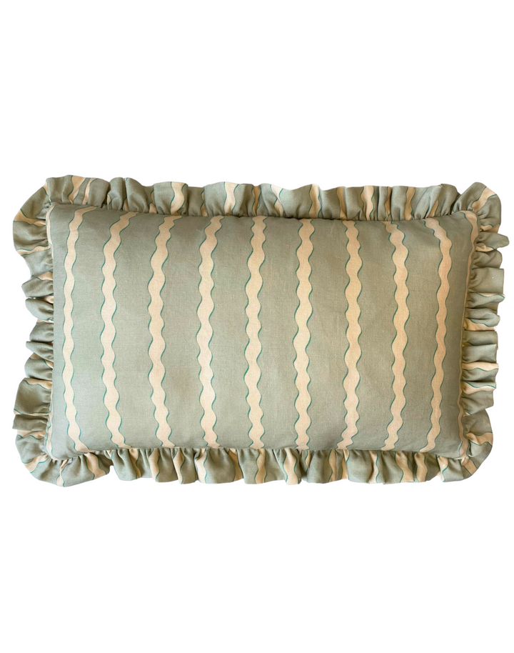 Scroll Stripe, Verdigris - Linen Fabric