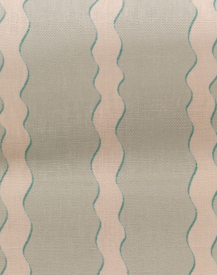 Scroll Stripe, Verdigris - Linen Fabric