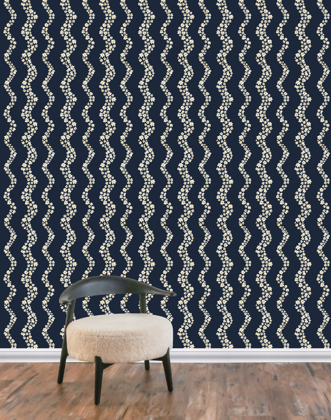 Seashells Scallop Grasscloth, Navy Beach