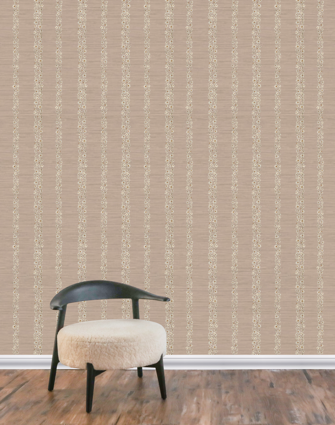 Seashells Stripe Grasscloth, Pebble