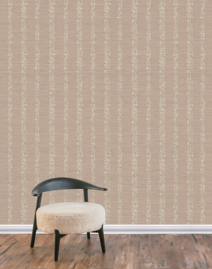 Seashells Stripe Grasscloth, Pebble